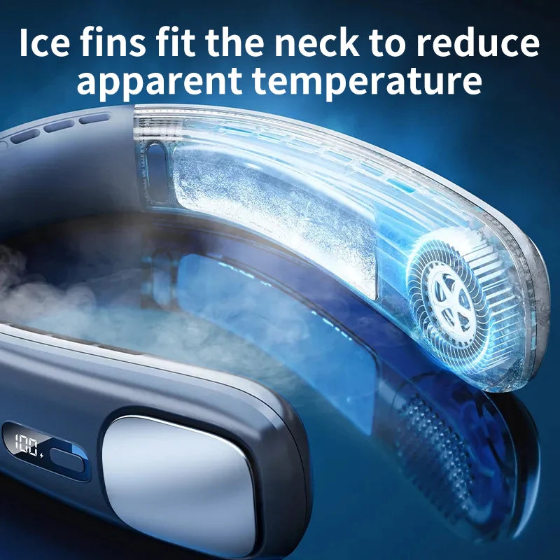 3-Speed Portable Neck Fan 2000mAh Rechargeable Battery Personal Hands-Free Bladeless Fan For Work Walk Travel Outdoor Indoor