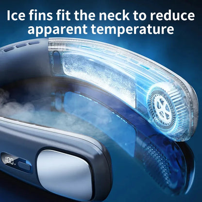 3-Speed Portable Neck Fan 2000mAh Rechargeable Battery Personal Hands-Free Bladeless Fan For Work Walk Travel Outdoor Indoor