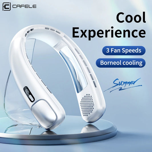 3-Speed Portable Neck Fan 2000mAh Rechargeable Battery Personal Hands-Free Bladeless Fan For Work Walk Travel Outdoor Indoor