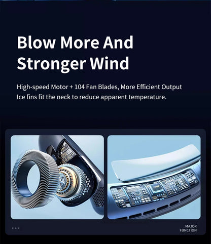 3-Speed Portable Neck Fan 2000mAh Rechargeable Battery Personal Hands-Free Bladeless Fan For Work Walk Travel Outdoor Indoor