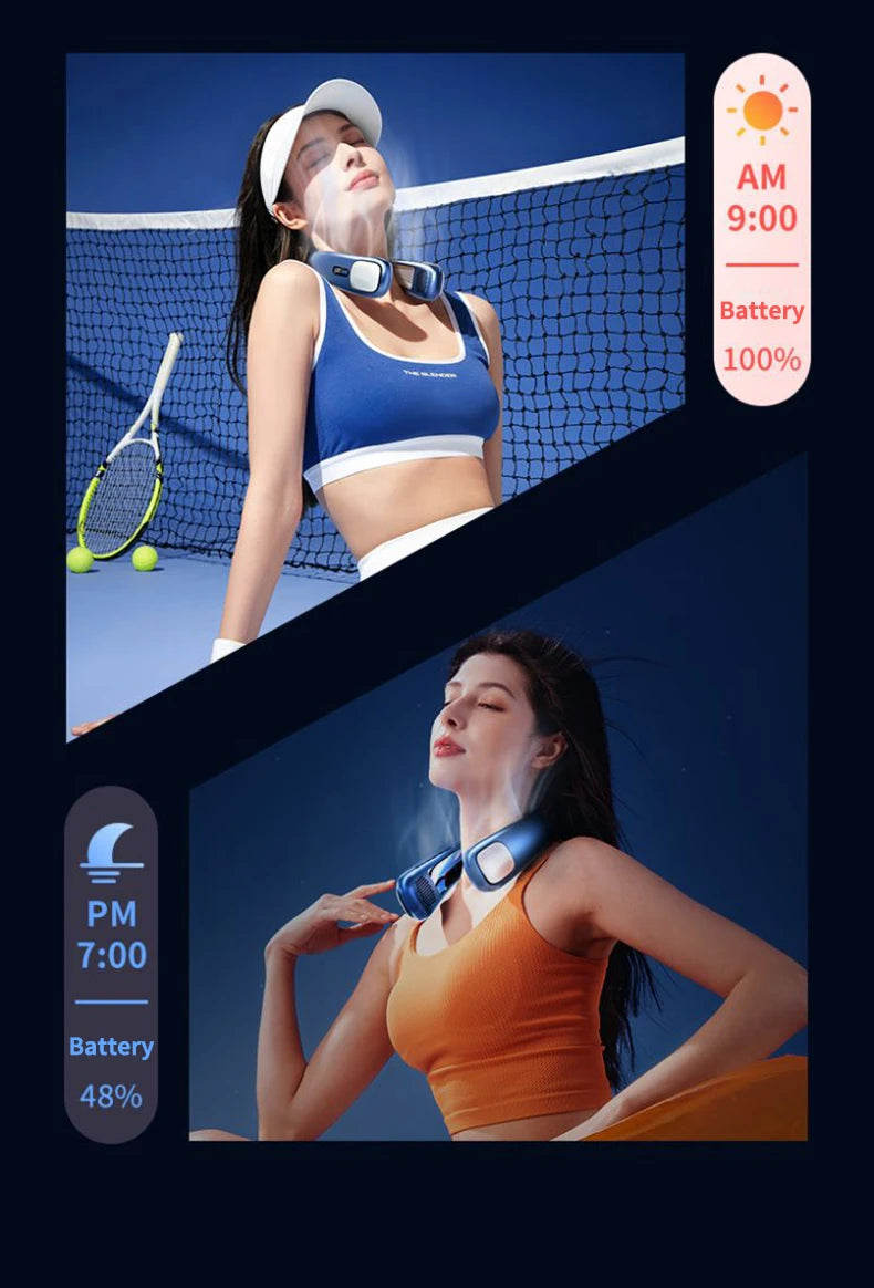 3-Speed Portable Neck Fan 2000mAh Rechargeable Battery Personal Hands-Free Bladeless Fan For Work Walk Travel Outdoor Indoor