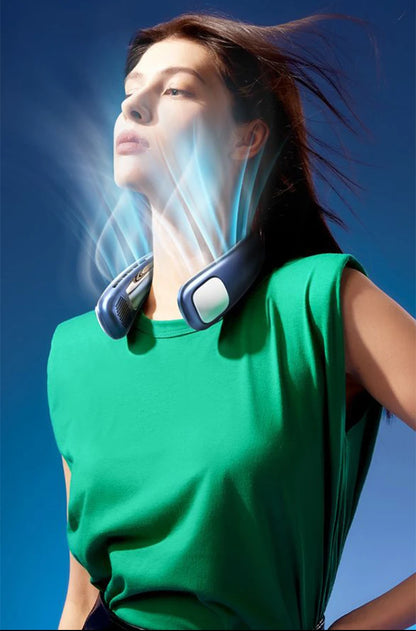 3-Speed Portable Neck Fan 2000mAh Rechargeable Battery Personal Hands-Free Bladeless Fan For Work Walk Travel Outdoor Indoor
