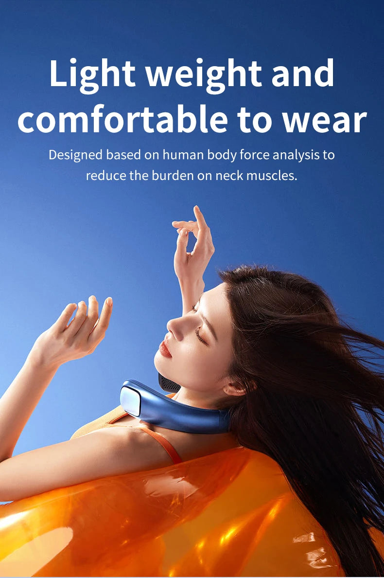 3-Speed Portable Neck Fan 2000mAh Rechargeable Battery Personal Hands-Free Bladeless Fan For Work Walk Travel Outdoor Indoor