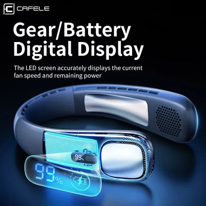 3-Speed Portable Neck Fan 2000mAh Rechargeable Battery Personal Hands-Free Bladeless Fan For Work Walk Travel Outdoor Indoor