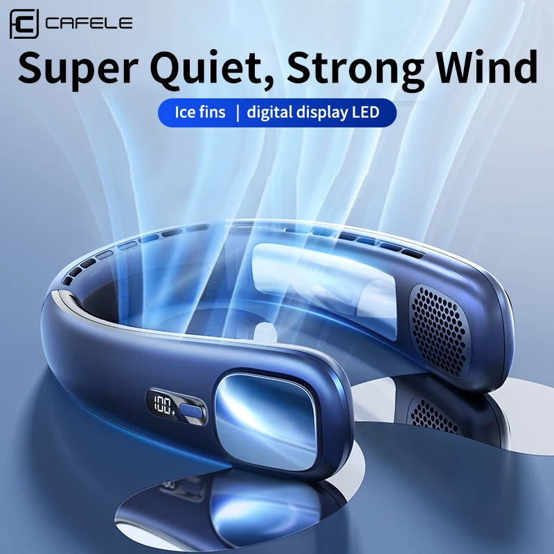 3-Speed Portable Neck Fan 2000mAh Rechargeable Battery Personal Hands-Free Bladeless Fan For Work Walk Travel Outdoor Indoor